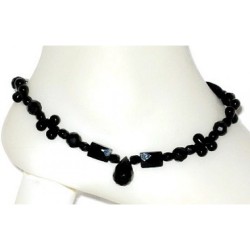 Black Onyx Tear Drop Ankle Bracelet