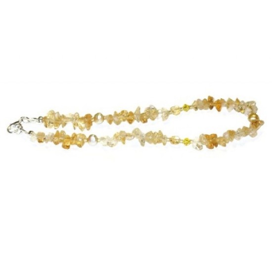 Citrine Chip Beaded Ankle Bracelet