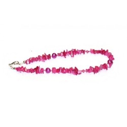 Fuchsia Mother-of-Pearl Chip Beaded Ankle Bracelet