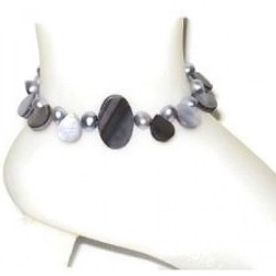 Gray Mother-of-Pearl and Freshwater Pearl Ankle Bracelet