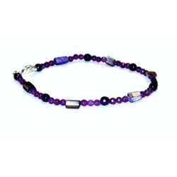 Purple Mother-of-Pearl and Jade Anklet