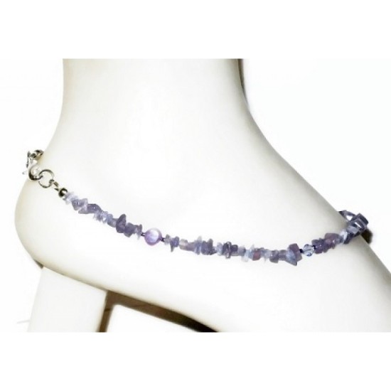 Tanzanite Chip Beaded Ankle Bracelet