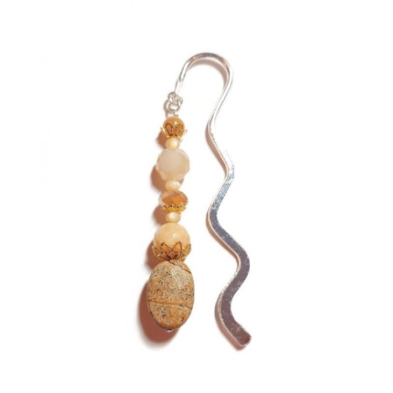 Beige and Cream Beaded Bookmark 