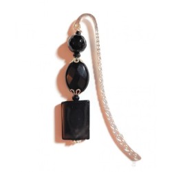 Black Beaded Bookmark with Rectangle Bead