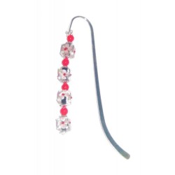 Black, White, Pink and Red Lampwork Glass Bookmark