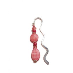 Light and Dark Coral Beaded Bookmark with Teardrop Bead