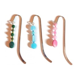 Forest Green, Turquoise and Pink 3-Piece Beaded Bookmark Set