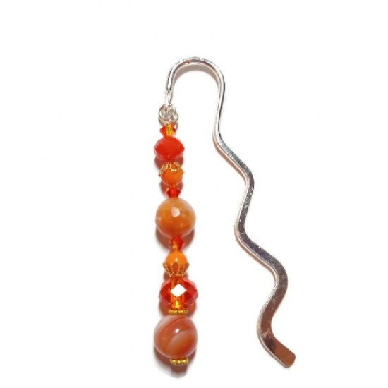 Light and Dark Orange Beaded Bookmark 