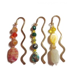 Orange, Green, and Yellow 3-Piece Beaded Bookmark Set