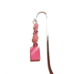 Pink Bookmark with Rectangle Mother-of-Pearl Bead