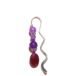 Purple Jade Beaded Bookmark with Faceted Oval