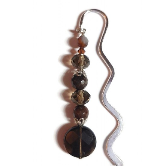 Smoky Quartz Beaded Bookmark with Jade and Crystals