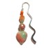 Orange, Green, Cream and Red Beaded Bookmark with Heart