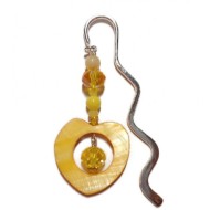Yellow Beaded Bookmark with Heart