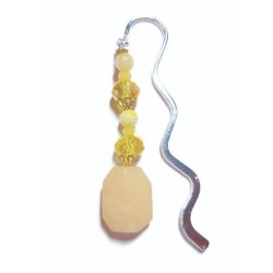 Light Banana Yellow Beaded Bookmark with Jade Nugget