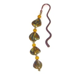 Yellow and Black Zebra-Print Bookmark with Zigzag Coppertone Hook