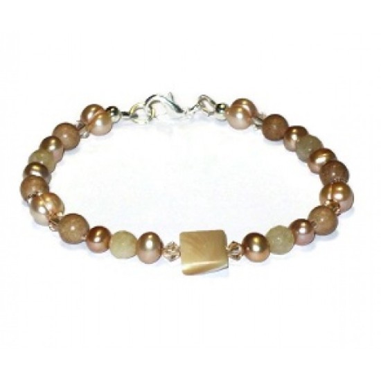 Tan, Beige and Champagne Bracelet and Earring Set