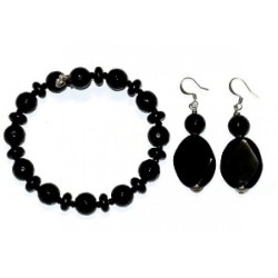 Black Onyx and Agate Bracelet Set