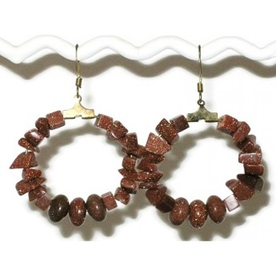 Goldstone Bracelet with Matching Hoop Earrings