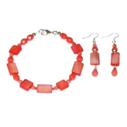 Coral Bracelet and Earrings