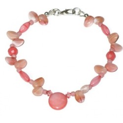 Peach Cream Petal Pink Coral Bracelet and Hoop Earring Set