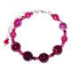 Fuchsia Sardonyx Agate Bracelet and Hoop Earring Set