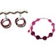 Fuchsia Sardonyx Agate Bracelet and Hoop Earring Set