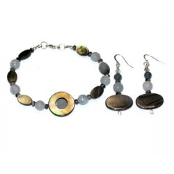 Light and Dark Gray Semi-Precious Bracelet Set