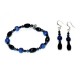 Navy Blue Jade and Crystal Bracelet Set