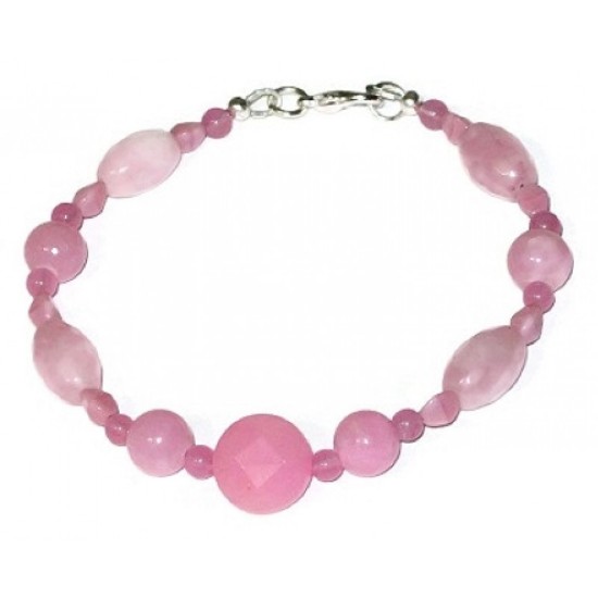  Pink Jade Bracelet and Earring Set