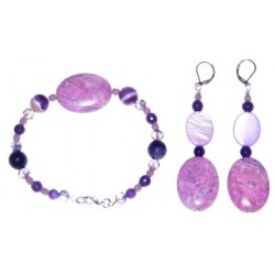 Purple Crazy Lace, Sardonyx and Mother-of-Pearl Bracelet Set