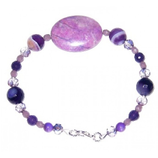 Purple Crazy Lace, Sardonyx and Mother-of-Pearl Bracelet Set