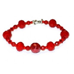 Red Crystal and Jade Bracelet and Earring Set 