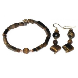  Tiger Eye Bracelet with Matching Earrings