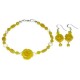 Yellow and Ivory Rose Flower Bracelet and Earring Set