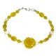 Yellow and Ivory Rose Flower Bracelet and Earring Set