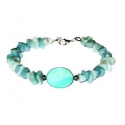 Amazonite Chip Beaded and Mint Green Bracelet