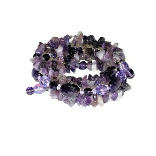 Amethyst Chip Beaded Wrap Bracelet