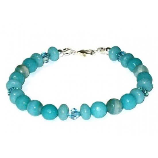 Aqua and Teal Jade and Agate Bracelet