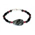 Black, Gray and Red Bracelet with Jasper Center Stone