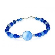 Blue Bracelet with Mother-of-Pearl Center Piece