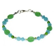Aqua Blue and Green Beaded Bracelet