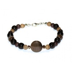 Brown and Tan Bracelet with Agate Center