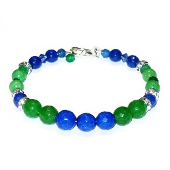 Colbalt Blue, Sapphire and Green Semi-Precious Bridesmaid Bracelet