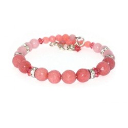 Coral Semi-Precious and Crystal Bridesmaid Bracelet