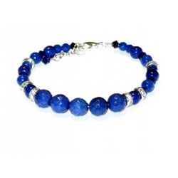 Dark Blue Semi-Precious and Crystal Bracelet