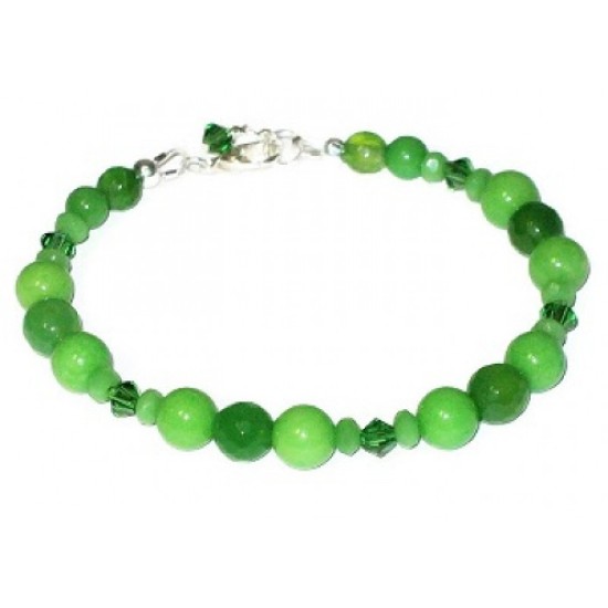 Apple Green Jade and Agate Beaded Bracelet