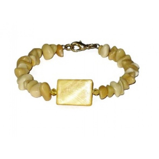 Honey Yellow Chip Jade and Shell Bracelet