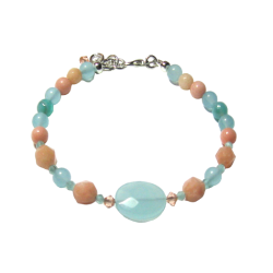 Light Bluish Green and Peach Bracelet