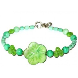 Mint and Lime Green Bracelet with Flower